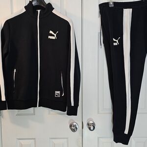 Puma Black and White Athletic Track Suit Set